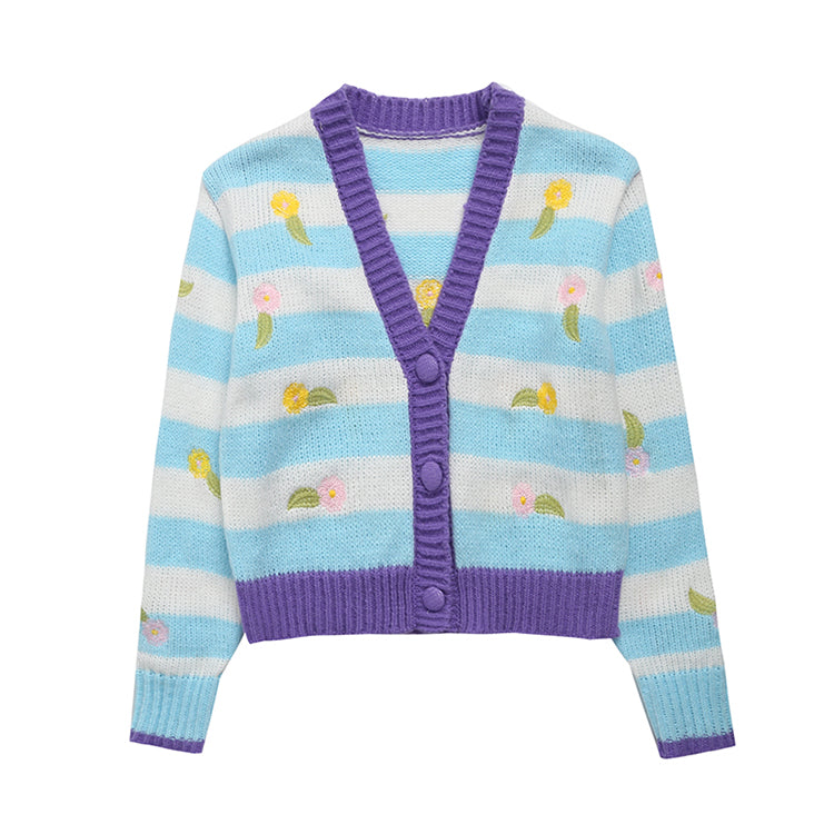 Stickmuster Strickjacke Damen V-Ausschnitt Pullover Jacke Jacke 7364