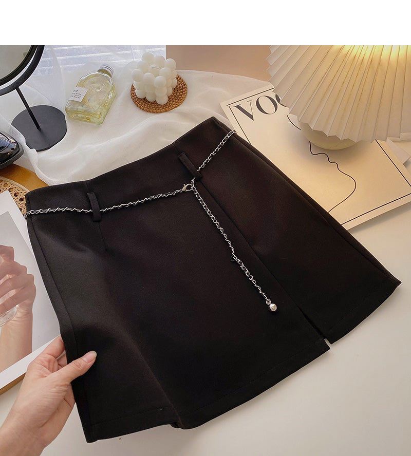 Nouvelle jupe trapèze slim rétro taille haute avec chaîne 5453