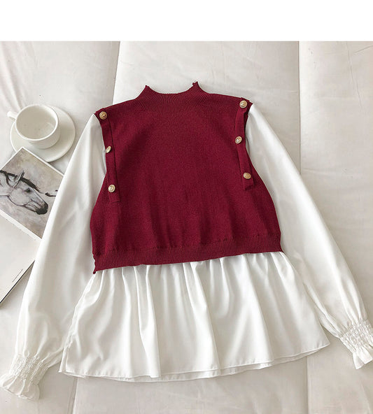 Nouveau pull coréen en laine fine à col rond rétro pour femme 6471