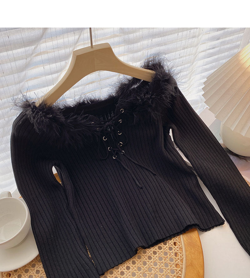 Solid short slim fit versatile long sleeve Pullover Top  6552
