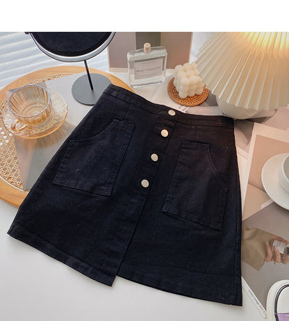 New small pocket casual high waist skir  5657