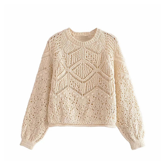 Pull creux doux en maille jacquard 7290