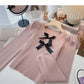 Bow Vintage French sweater slim long sleeve top  6524