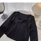 Sweater casual thin long sleeve temperament short design top  6536