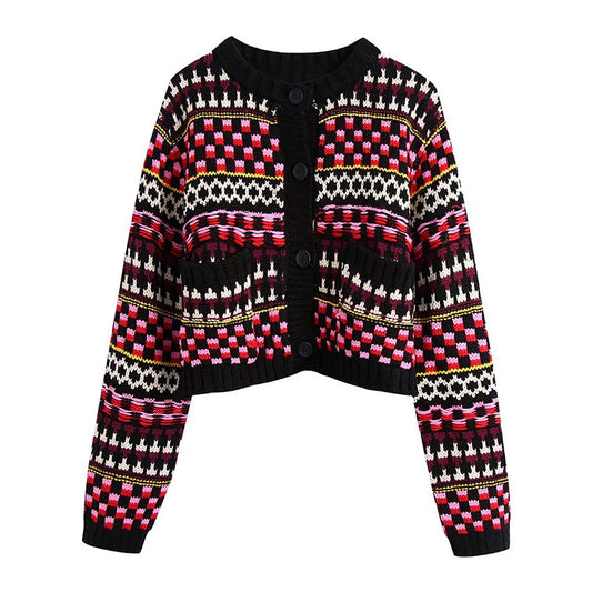 Pull jacquard New Retro pour femmes européennes et américaines 7348