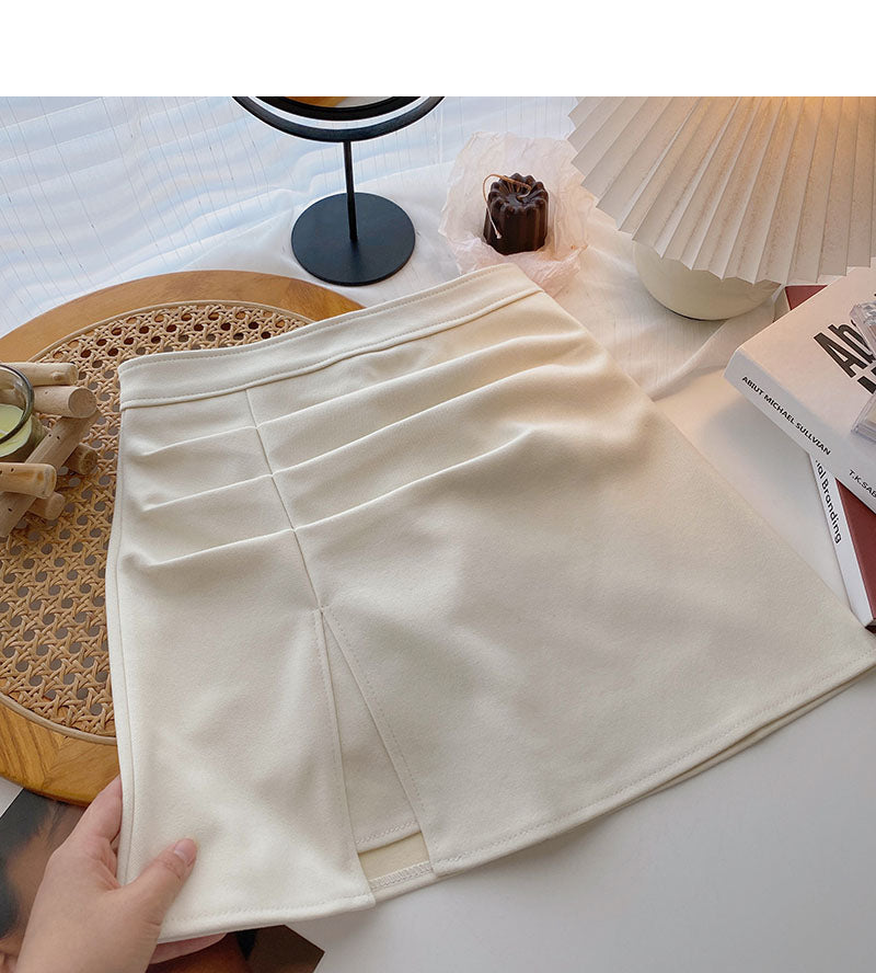 Design sense fashion thin and small split A-line skirt  5545