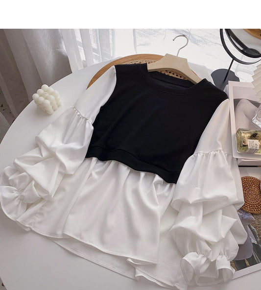 New Korean pleated long sleeve slim shirt  6277