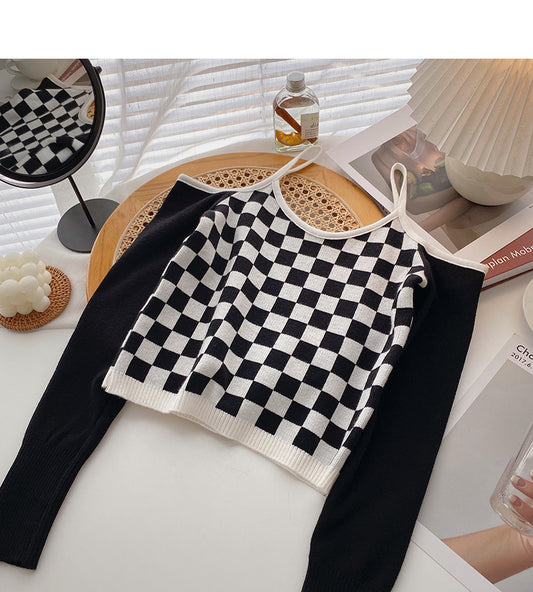 Pull à manches longues et col droit avec clavicule fine 6639