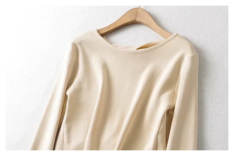 New style versatile back knot knit top  7284