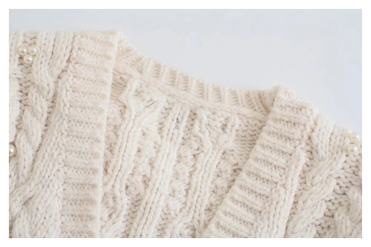 Sweet artificial jewelry button sweater cardigan jacket  7333