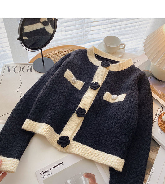 Cardigan vintage à petit parfum assorti de couleurs 5964