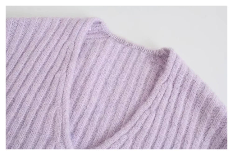 New ins Vintage rib short sweater  7456
