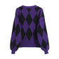 V-neck knitted cardigan women's loose temperament Lantern Sleeve Sweater  7413