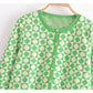 Süßer schmaler Jacquard-Strick-Cardigan mit Rautenmuster 7261