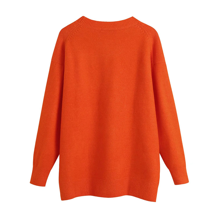 Simple and versatile round neck Pullover blended sweater  7375