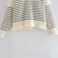 Pull ample polyvalent à col montant et rayures 7343