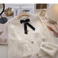 Round neck Vintage bow sweater coat  6195