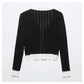 Xiaoxiangfeng V-neck heavy industry rivet bow knit cardigan  7294