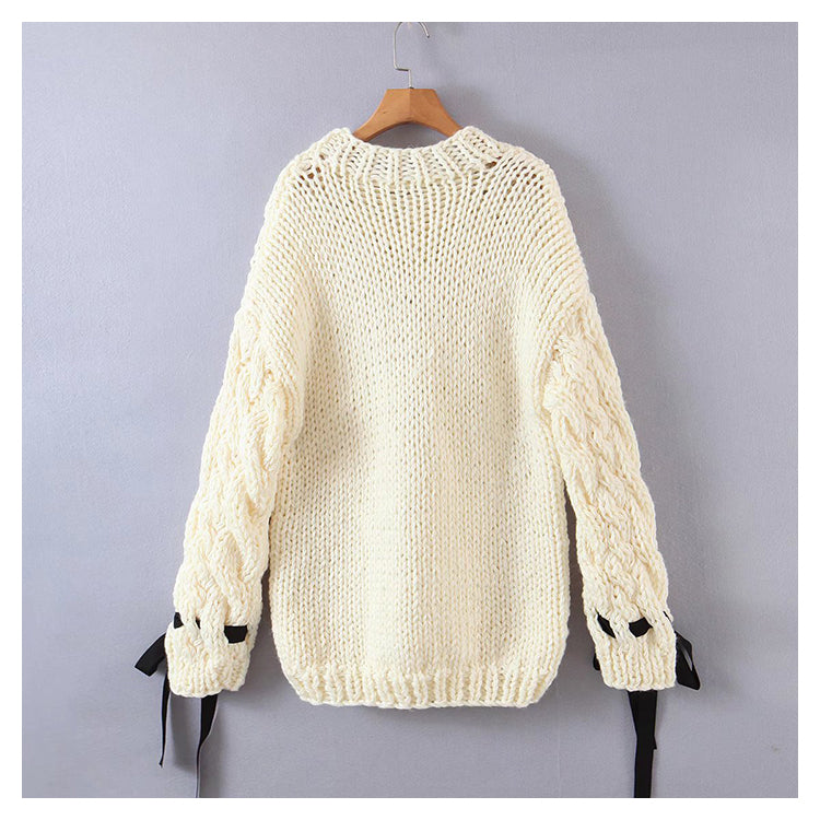 Loose and lazy wind twist knitted sweater  7446
