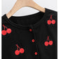 French Vintage Cherry embroidered single breasted short sweater  7426