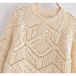 Sweet hollow sweater jacquard mesh sweater  7290