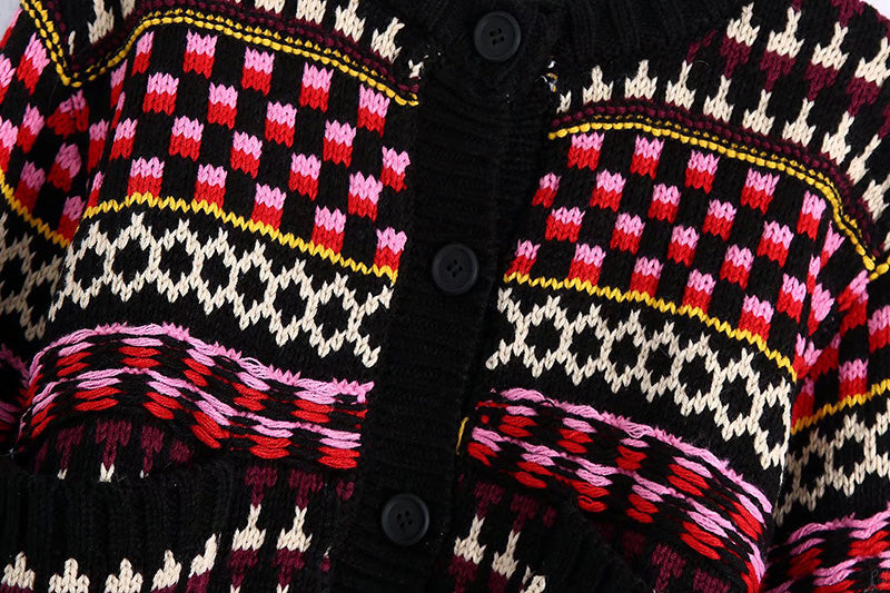 European and American women's New Retro jacquard sweater  7348