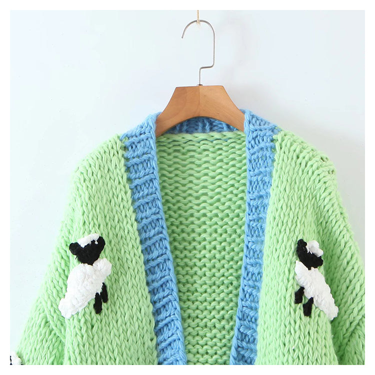 Main three-dimensional cartoon sheep pure handmade thick sweater 7326
