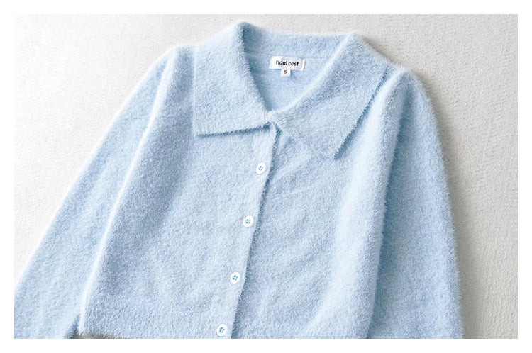 Vintage high waist navel top cardigan sweater  7431