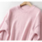 Lazy style sweater loose round neck simple long sleeve sweater  7439