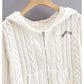 Slim letter embroidery zipper knit coat autumn  7447