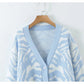 Pull à manches longues en jacquard de cheval Cardigan en tricot à col en V rétro paresseux 7265