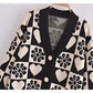 Pull cardigan tricoté jacquard à manches longues et col en V de qualité 7266