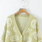 V-Neck Sweater lazy style loose long sleeve knitted cardigan  7264
