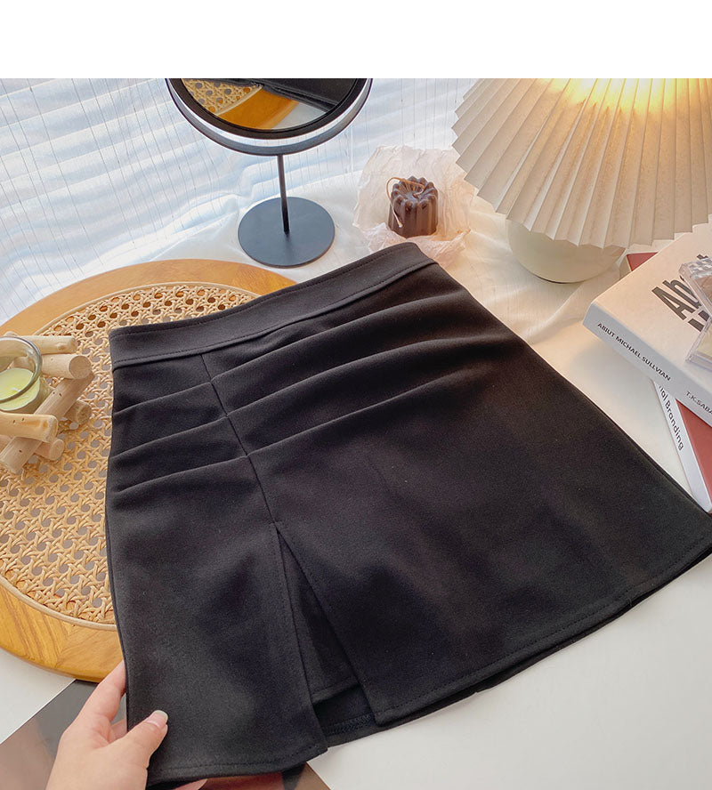 Design sense fashion thin and small split A-line skirt  5545