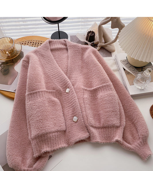 Manteau cardigan en imitation vison design 6149