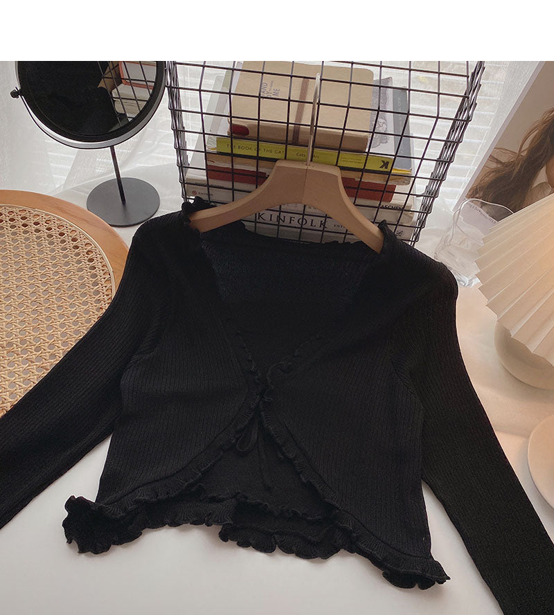 T-shirt long sleeve fungus edge V-neck design, slim fit  6508