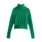 New hole decoration short sweater high neck sweater  7339