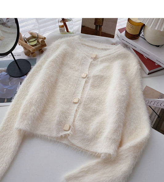 Haut coréen simple et décontracté à manches longues et à boutonnage simple, style rétro français 5995