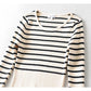 U-neck striped long sleeve slim bottomed sweater for women  7340