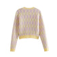 Vielseitige Pullover-Strickjacke mit Karomuster 7479
