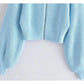 High neck sweater zipper knit cardigan short coat  7345