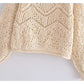 Sweet hollow sweater jacquard mesh sweater  7290