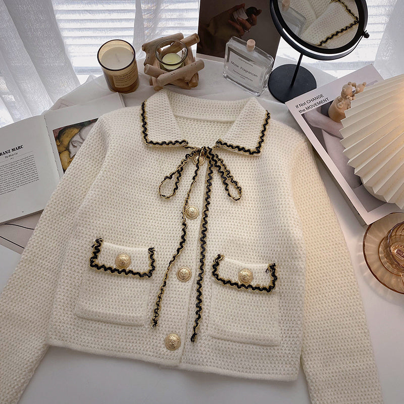 Xiaoxiangfeng sweater cardigan Vintage short top  6103