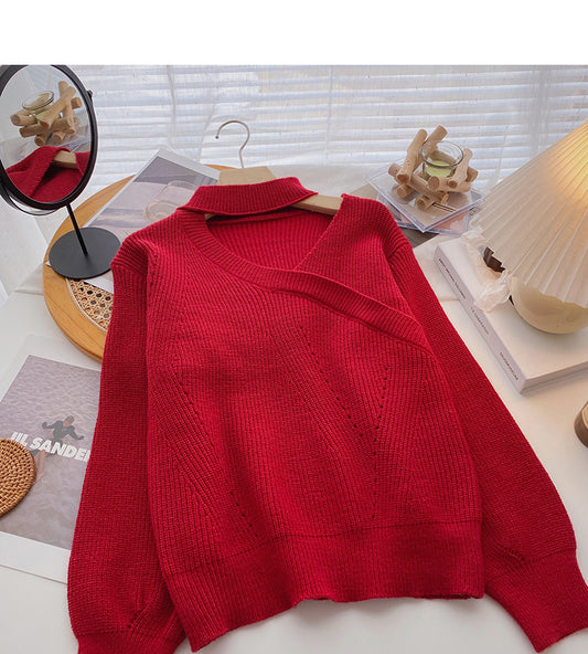 Pull fin à col montant ajouré au design sensé 6181