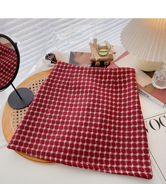 Retro personalized Plaid slim Hip Wrap Skirt  5597