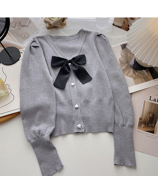 Pull col V vintage à manches longues et coupe slim 6595