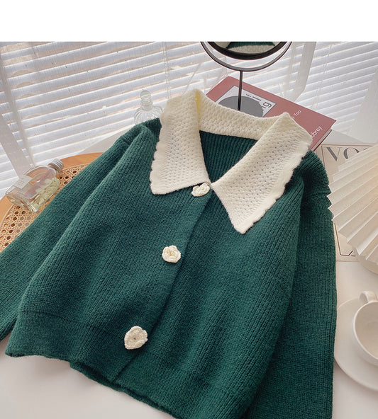 Haut décontracté de style coréen de Hong Kong à revers de couleur assortie 5917