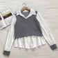Women's sense of foreign style fake two-piece shirt design  6240