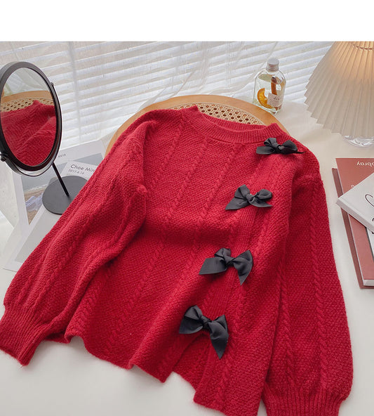 Pull à manches longues avec motif nœud coréen 5915