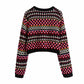 European and American women's New Retro jacquard sweater  7348